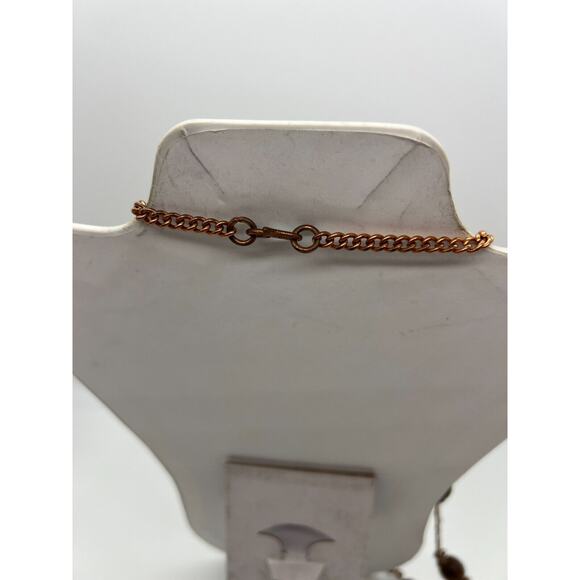 Brutalist Artisan Copper cutout pendant and Beaded chain Boho Necklace - Picture 5 of 5